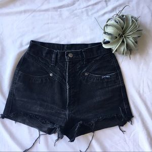Black High-Waisted Denim Shorts by Rockies
